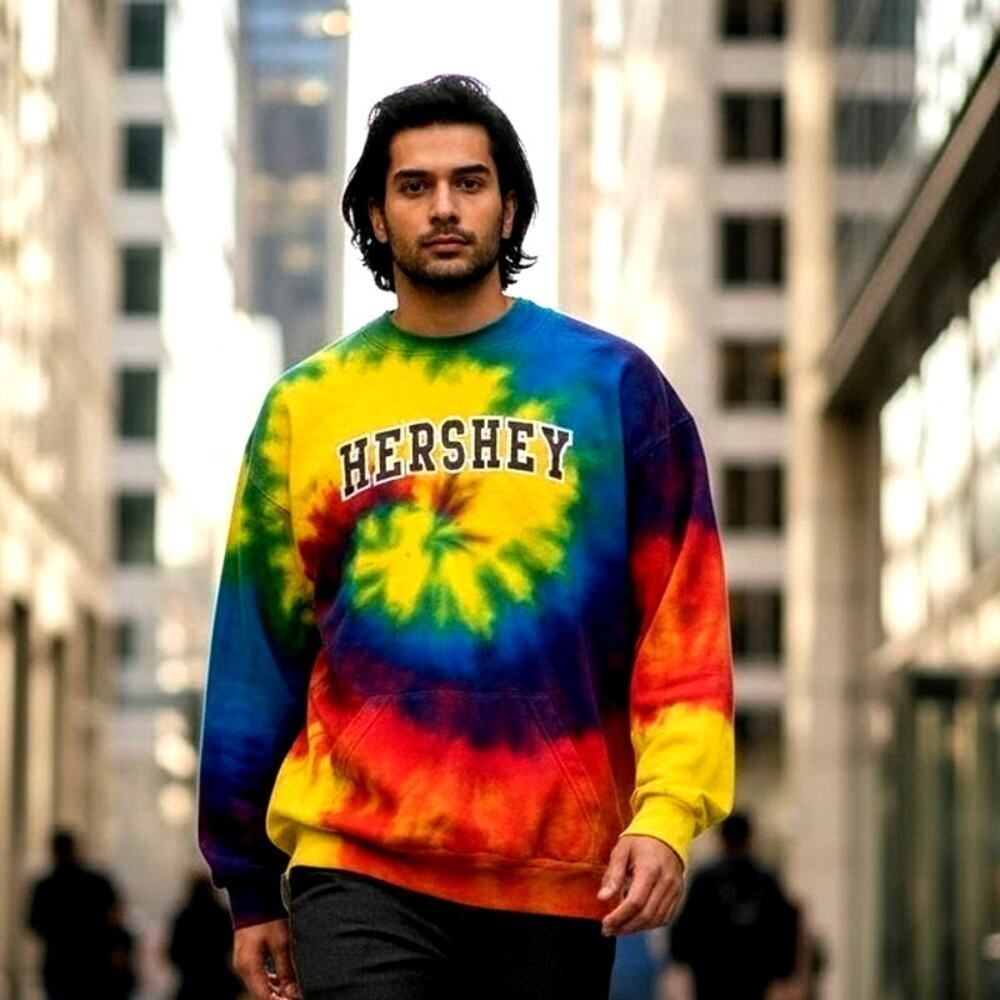 HERSHEY PARK Men's Vibrant Heavy Tie-Dyed Pullover Hoodie - Size: XL